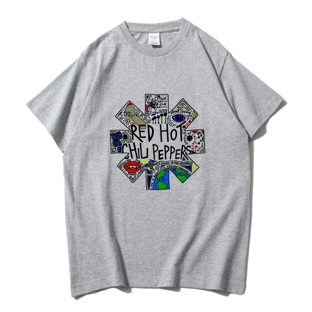 Red Hot Fire Squid Chili Peppers T-shirts Summer Men Women Cotton Tee-shirt Streetwear Hip Hop Graphic Printing Rock Tshirts Tee