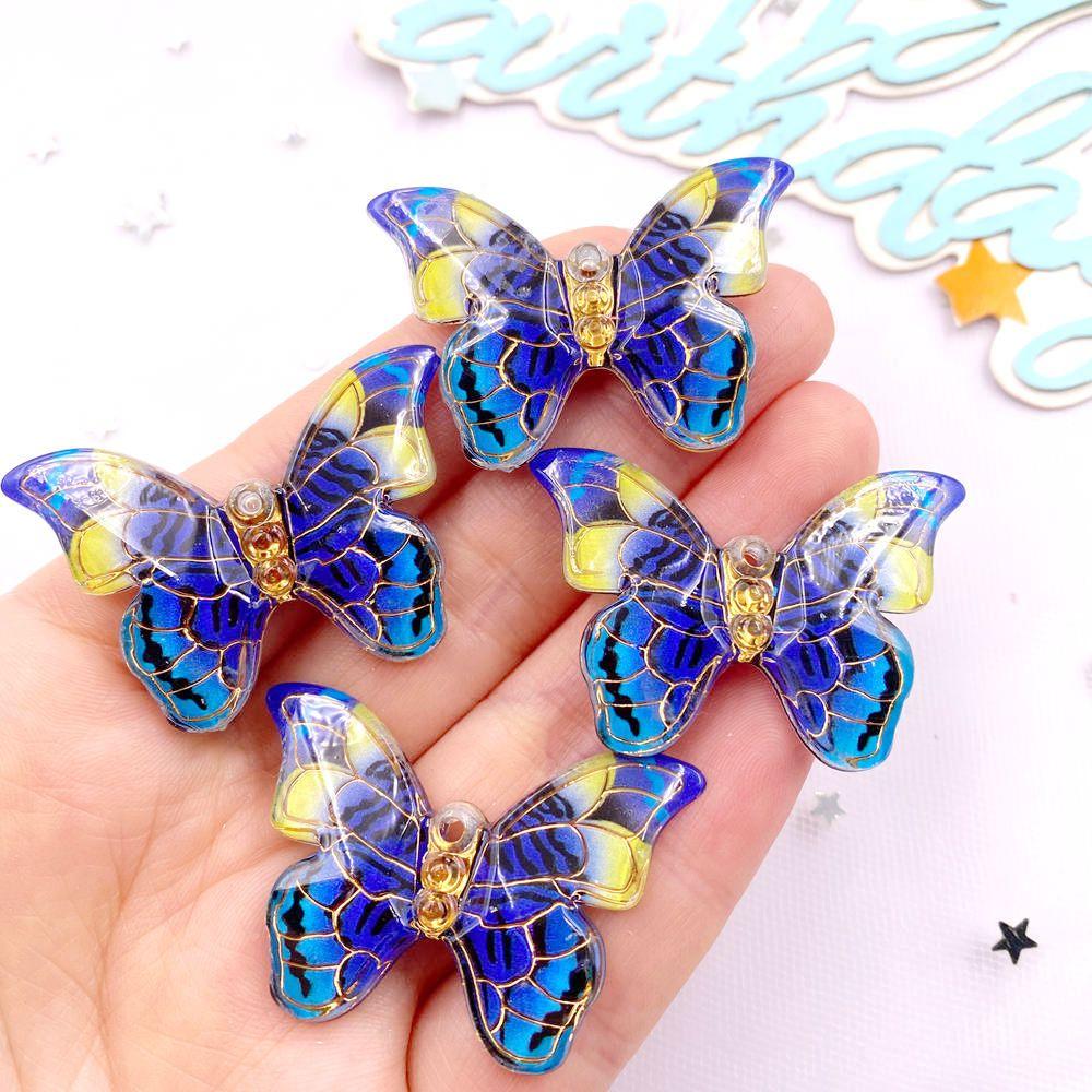 10pcs Shiny Colorful Beautiful Butterfly Figurine Flatback Rhinestone 1 Hole Bead DIY Wedding Decor Scrapbook Jewelry Crafts