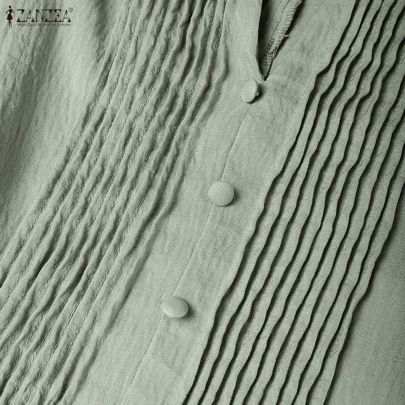 ZANZEA Women Summer V-Neck Casual Short Sleeve Dress