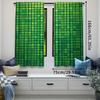 2 ks Zelený závěs Abstraktní Živý Čtvercový Pixel Mozaikový Design Geometrický Technologický Mřížkový Vhodný Pro Ložnici Koupelnu Obývací Pokoj