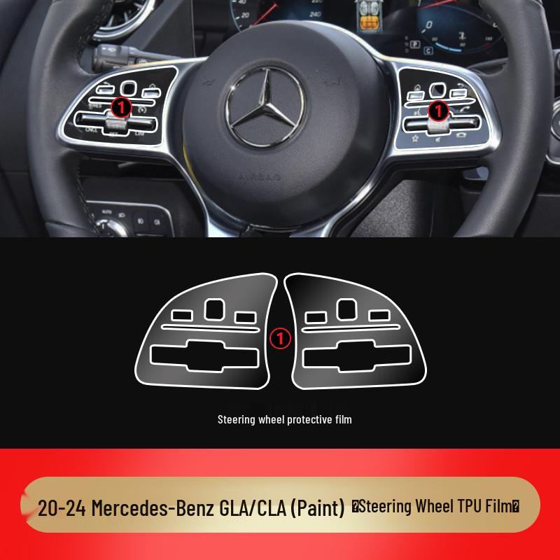 

Fits Mercedes-Benz CLA200/GLA200: Interior Steering Wheel & Button TPU Protective Film Custom Fit