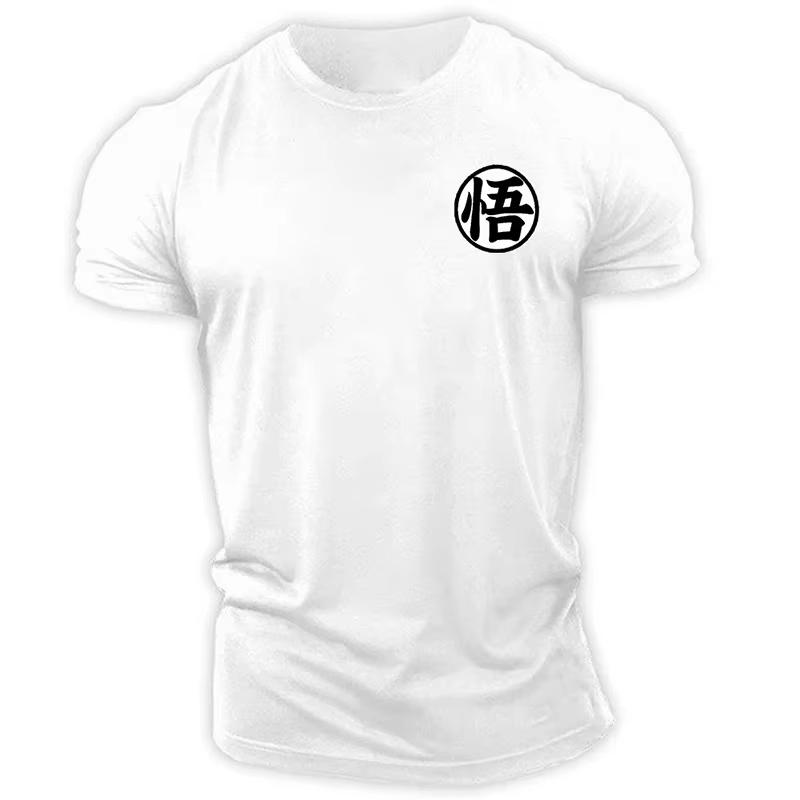 Summer Men's Gym 100% Pure Cotton Printed Round Neck T-shirt Casual Street Sports Jogging Short Sleeved Plus Size