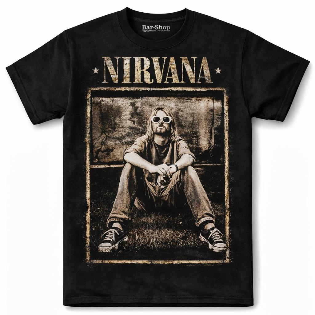 Classic 90s Grunge Rock T-Shirt Black Distressed Print Unisex Graphic Tee XL