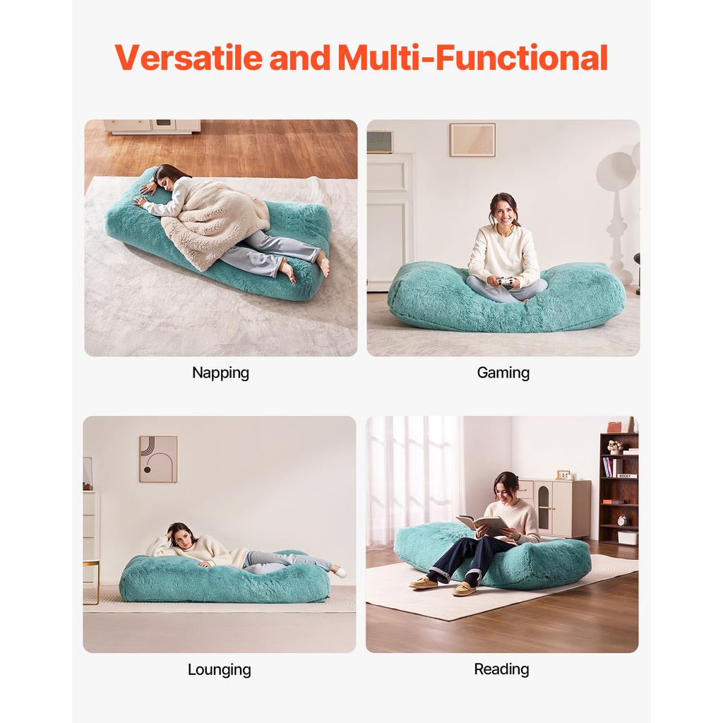 VEVOR Bean Bag Chair Giant BeanBag Chair with Removable & Washable Cover Fluffy Plush & High-Density Foam Ideal for Living Room