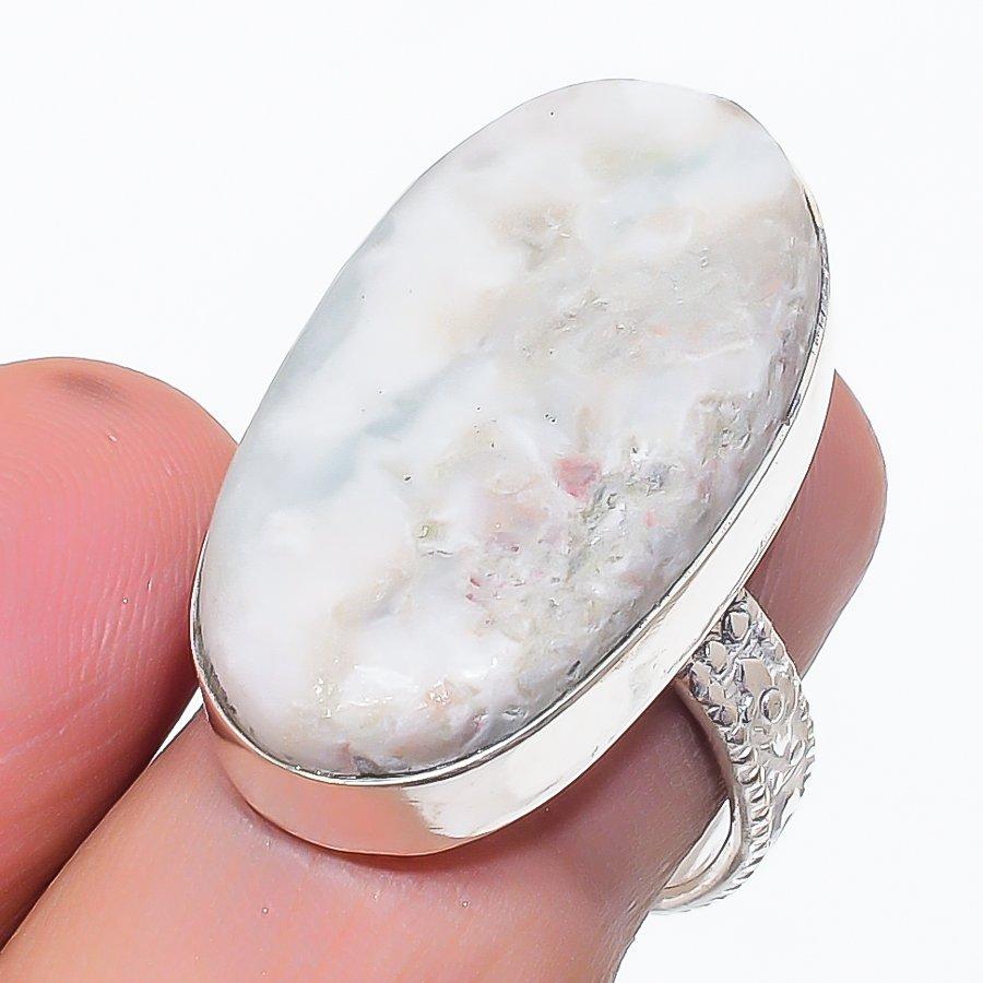 Natural Moonstone Gemstone Handmade 925 Sterling Silver Jewelry Ring Size 7 j0j33