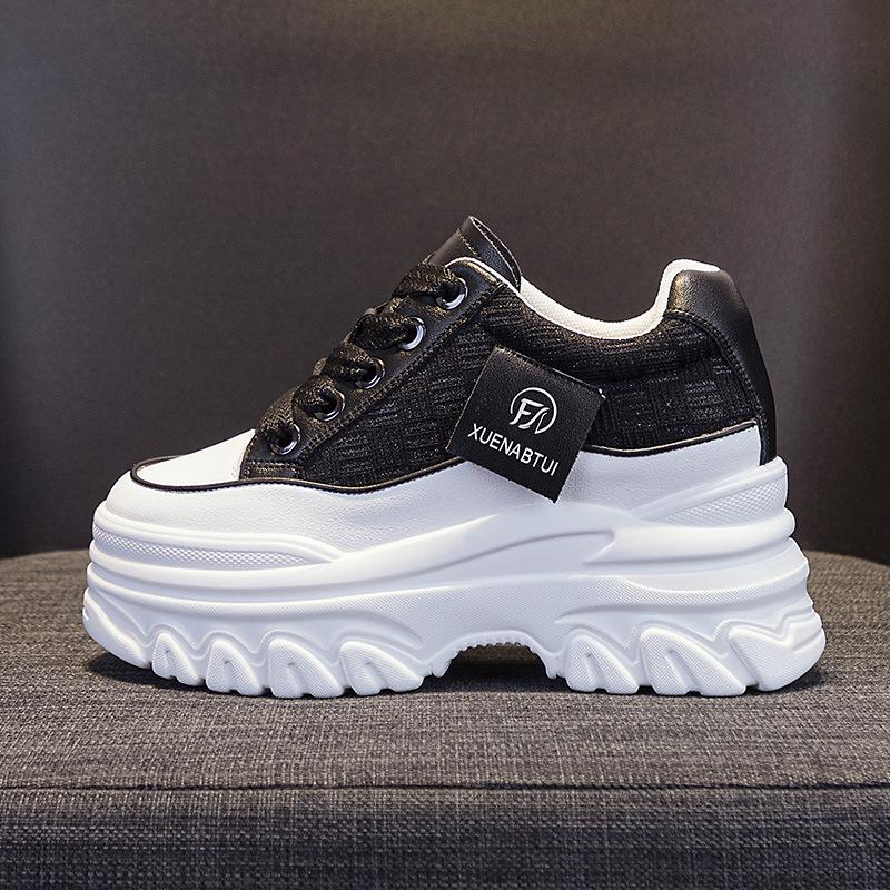 Leather little white shoes women's spring 2025 new Korean version versatile white sports shoes platform inner height increase women's shoes