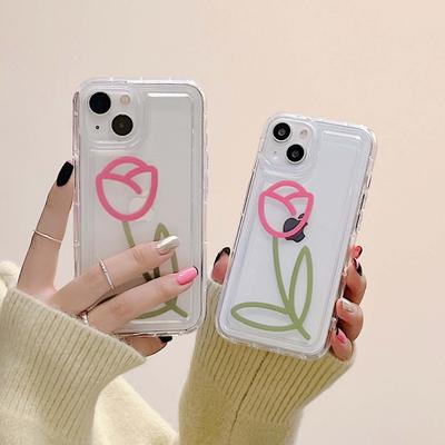 Ins Tulips Flower Cartoon Jane Silicone Soft Phone Case For Iphone 11 13 Pro Max 14 Promax 12promax Protector Back Cover Capa