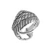 Adjustable Open Ring Men Women Sterling Feather Wing Design Retro Vintage Geometric Finger