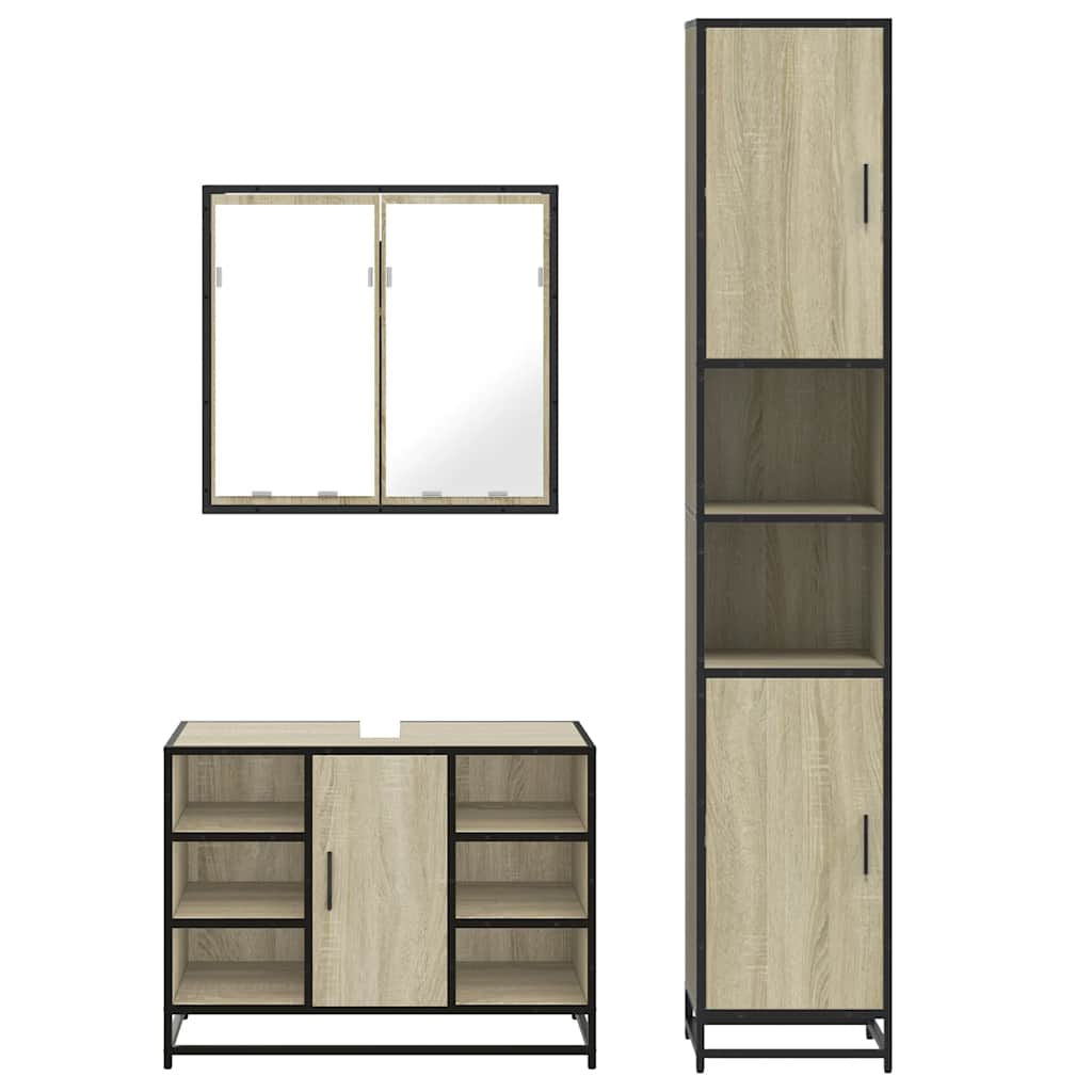 3 Piece Bathroom Furniture Set in Sonoma Oak Particleboard