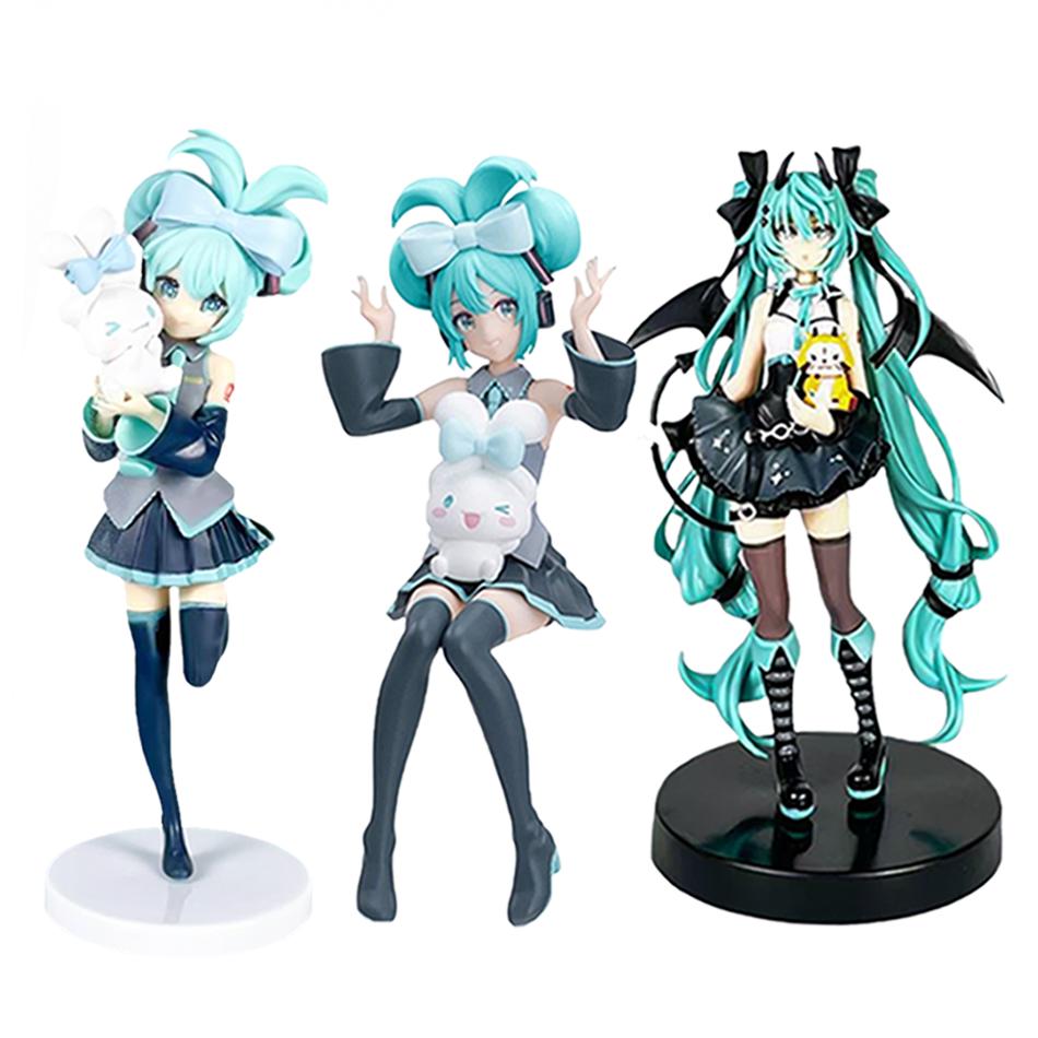 17CM Anime Hatsune Miku X Cinnamoroll Figure Anime Peripheral Collectible Models Decorative Decorations Children Kawaii Gift