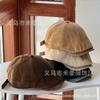 Fashion corduroy beret women's big head circumference retro forward hat autumn and winter cap simple casual painter hat