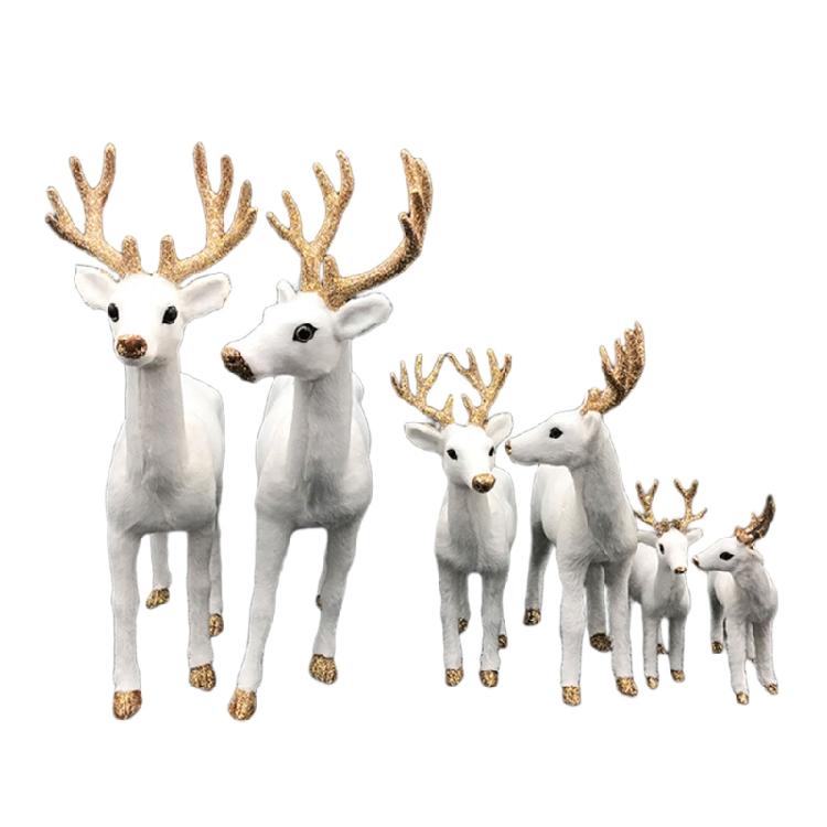 Christmas Deer Figurines,Deer Animal Model,Realistic Reindeer Figurines with Glittered Antler and Feet Centerpieces
