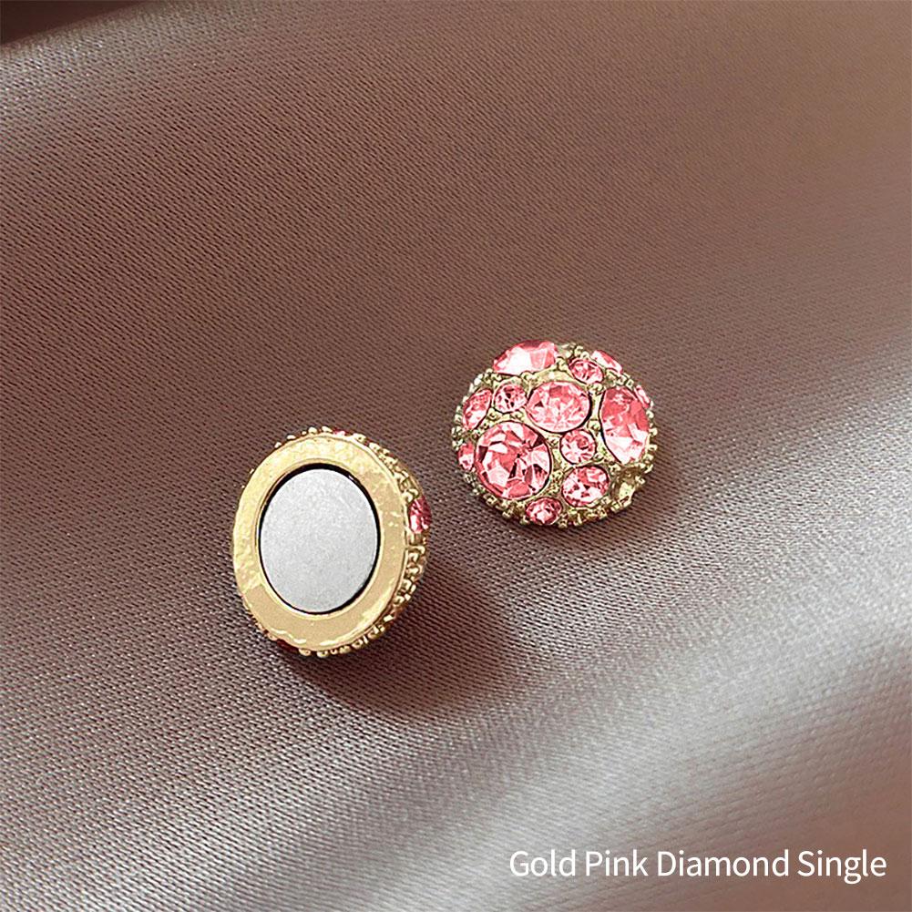 

1 пара магнитных золотых серебряных клипс для ушей, летние магнитные серьги-пусеты без прокола уха, женские серьги, ювелирные изделия Diamond Single розовый/золотой