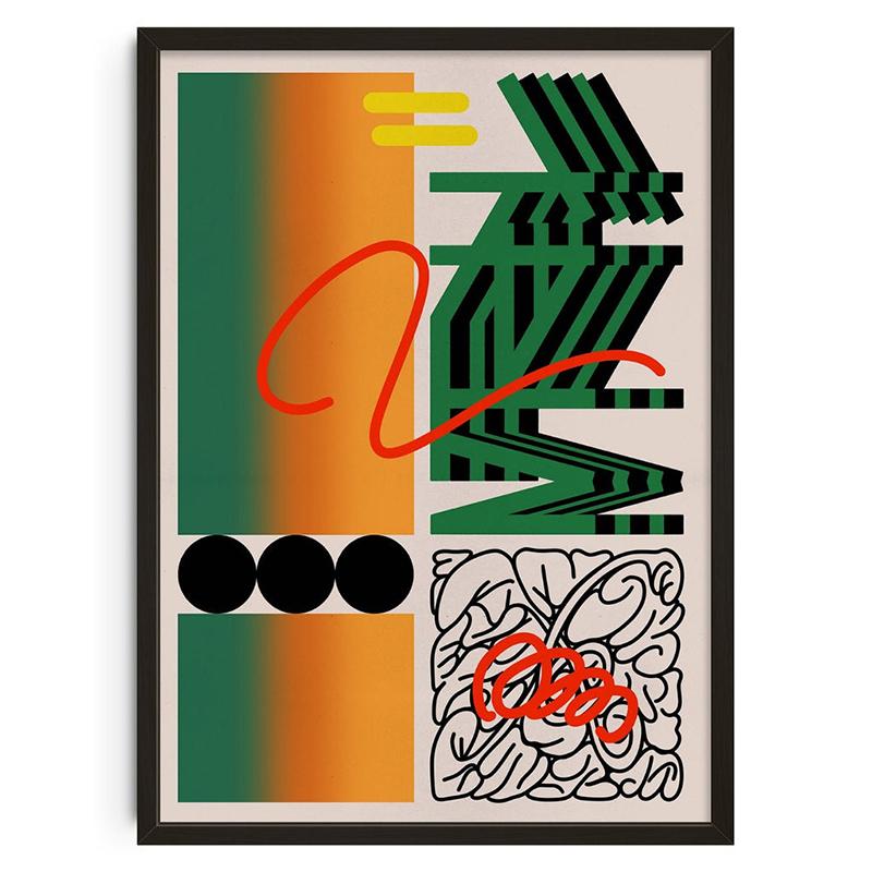 Vintage Abstract Classic Posters Retro Mind Maze Print Mid Century Wall Art Canvas Painting for Club Living Room Home Decor