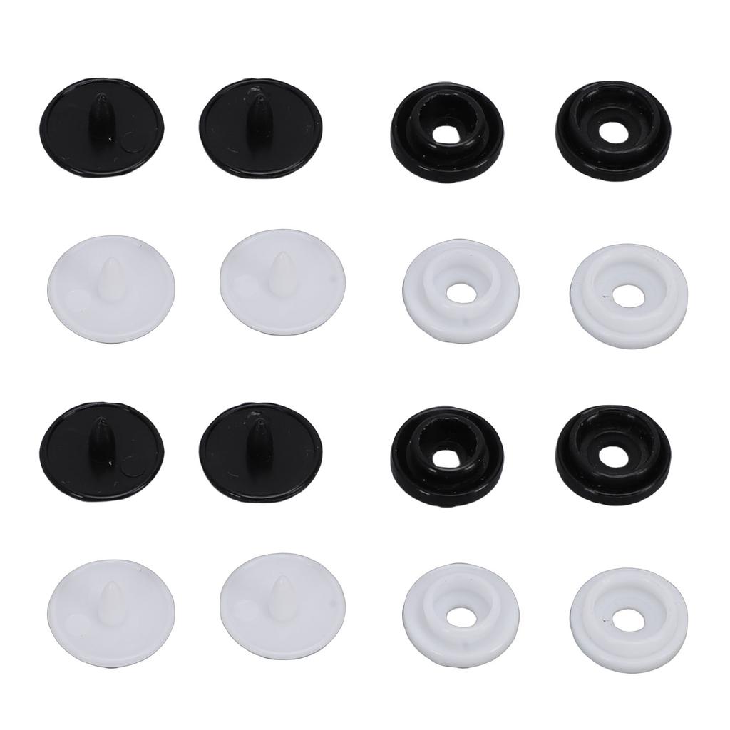 200 Set Plastic Snaps Fasteners No Sew Round Buttons Kit for Clothing Sewing Crafting Bib Bag Bright Black and Bright