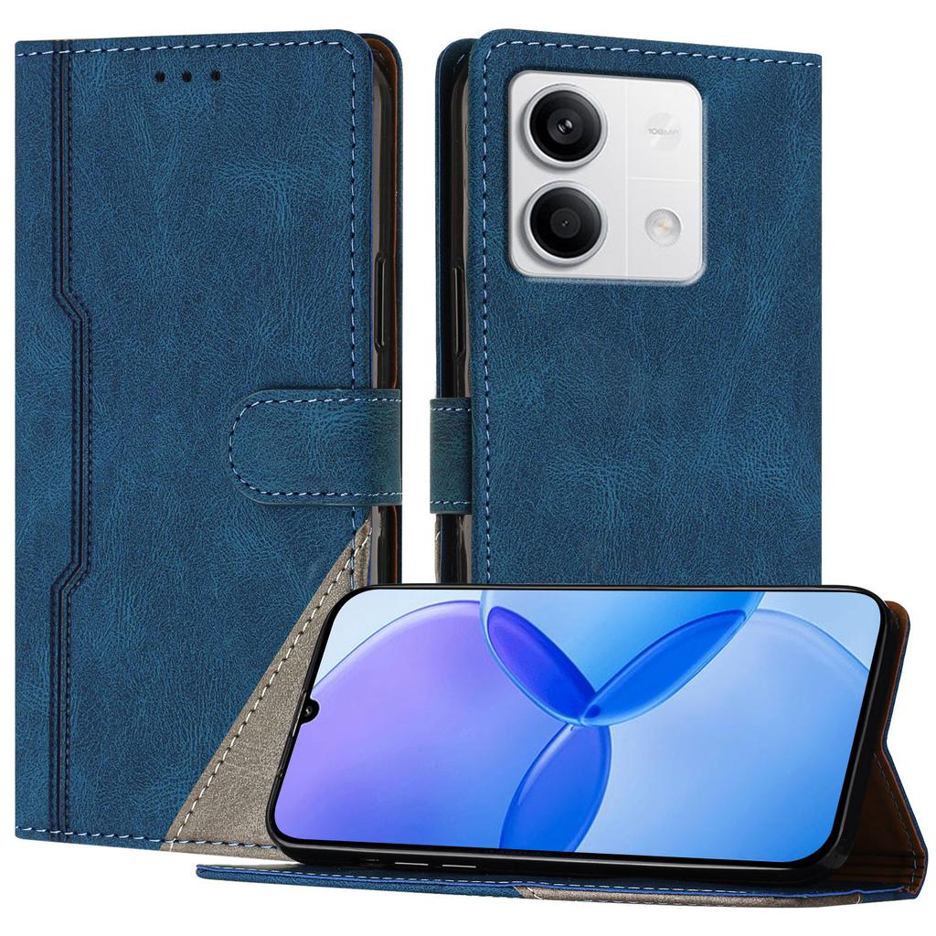 For Xiaomi Redmi Note 13 5G Leather Case Triangle Patchwork Wallet Stand Shockproof Phone Cover