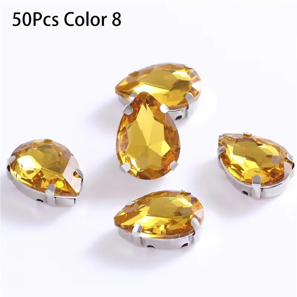 50Pcs/Pack Teardrop Shape Glitter Sewing Rhinestones Diamond Beads Ornament  For Needlework