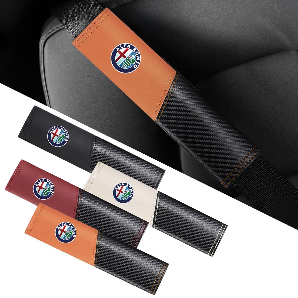 HNZCY1 1pc/2pcs Car Seat Belt Cover Protect Shoulders Pads Cover Carbon Fiber Protection Cover For Alfa Romeo Giulia MiTo Giulietta