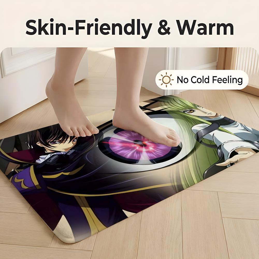 Floor Mat Soft Flannel Rug Non-Slip Absorbent Mat for Bathroom Bedroom Home Decor L-Lelouch of the Rebellion Anime