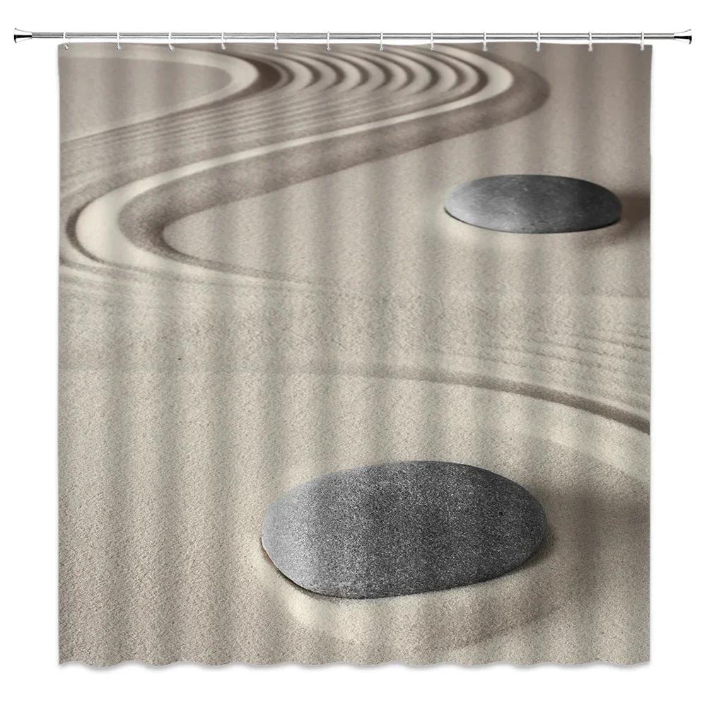 Stones And White Lotus In Water Shower Curtain Zen SPA White Bathroom Waterproof Extra Long Polyester Fabric for Bathtub Decor