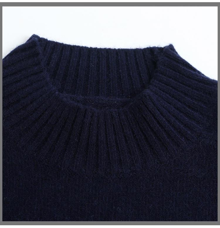 Plus Size Mid-Aged Women's Fashionable Tummy-Concealing Wool Sweater - Autumn/Winter 2025 Collection