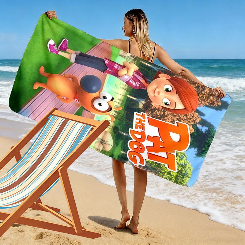 Pat the Dog Print Beach Towel, Large Soft Quick Dry Towel for Beach Camping Swimming