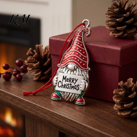 Seasonal Wall Decorations Christmas Gnome Ornament, Red Hat Festive Hanging Tree Ornaments Decor, Metal Faceless Dwarf Ornament for Xmas