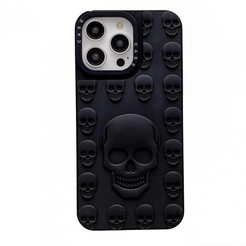 3D Cartoon Skull Silicone Case for Apple 15 Pro - Full Coverage Protective Skin