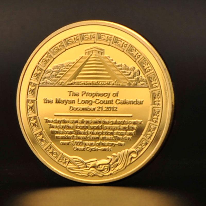 Mayan Calendar Commemorative Medal, Gold-plated Coin, Cultural Totem, Aztec Civilization Commemorative Coin, Creative Coin