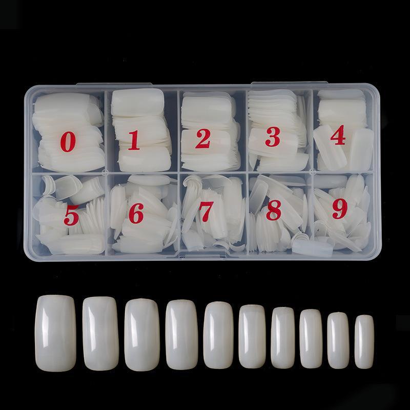 500 Nail Art Pieces/Box, French Manicure Tips, Full-Coverage And Half-Coverage False Nails, Natural White And Transparent