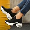 Inner Heightening Shoes Summer New Solid Color Fly-woven Breathable Mesh Air Cushion Platform Shoes Look Thin