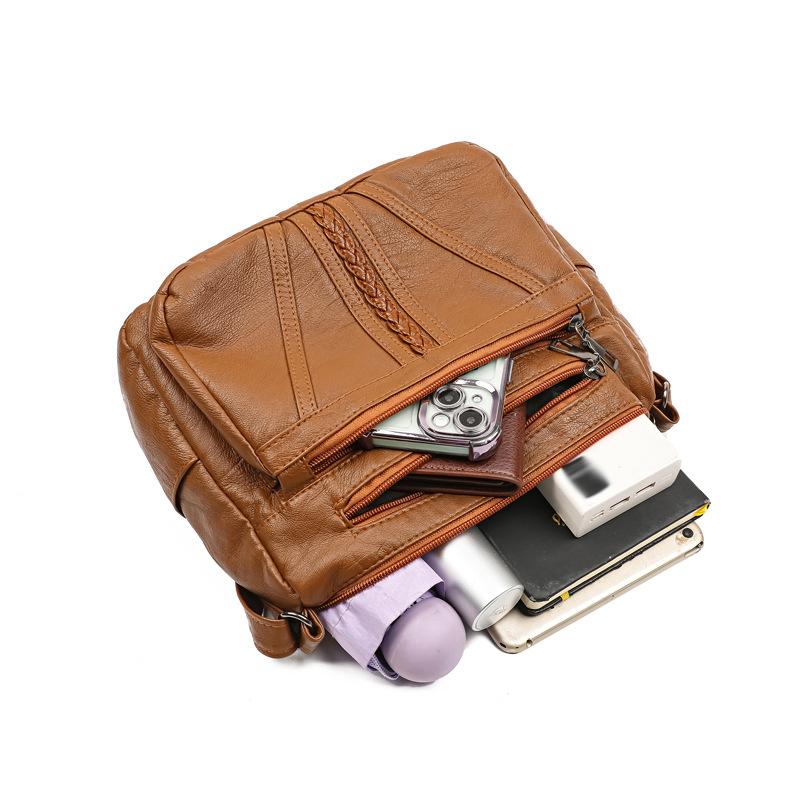 2025 New Fashion Women's Bag Large-capacity Soft Leather Messenger Bag Waterproof and Lightweight Multi-pocket Simple Versatile Shoulder Bag