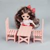 Miniature Kitchen Table And Chairs Set Wooden Dollhouses Furniture For 1/6 Scale Doll Decors