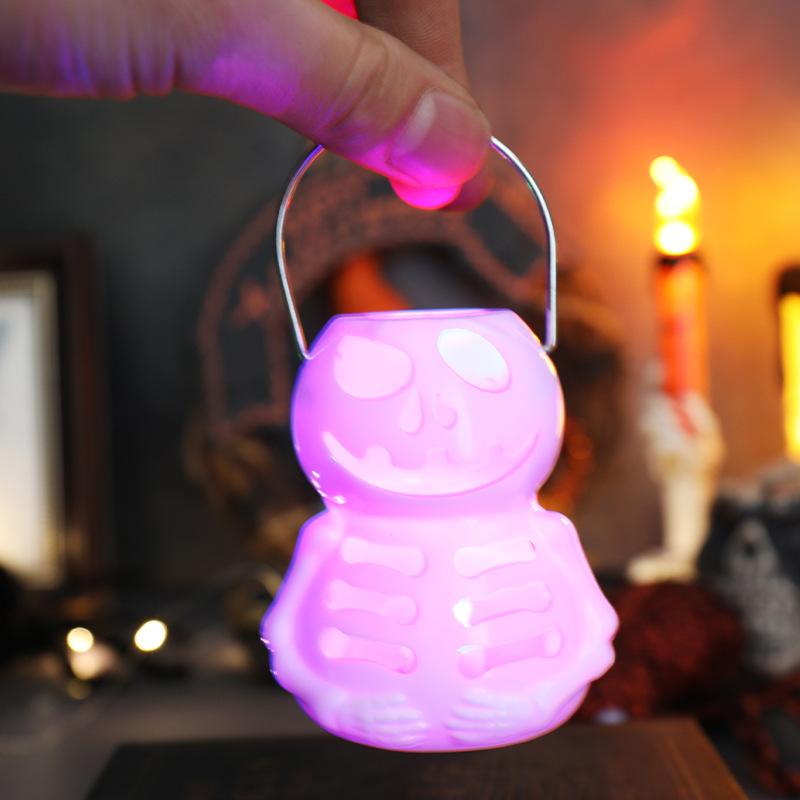 Halloween Pumpkin Lantern Electronic Candle Light Ornaments Portable Candle Holder Night Light Ghost Festival Decoration Props Atmosphere Layout