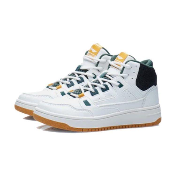 Li Ning Youth  Childrens Trendy Versatile Shock Absorbing Lightweight Casual Shoes Kids Casual Shoes White Green YKCR228-1