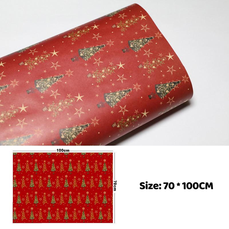 100Cm×70Cm Christmas Wrapping Paper Christmas Eve Gift Box Decoration Paper Children'S Christmas Vintage Kraft Paper