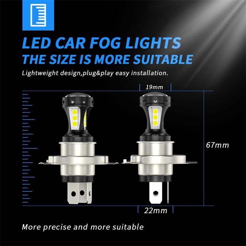4Pcs Universal Car Led Fog Light Bulb H4 18Smd Foglamp Drl Drivng Light Motorcycle Headlights Truck Boat Trailer Spotlight Lamp