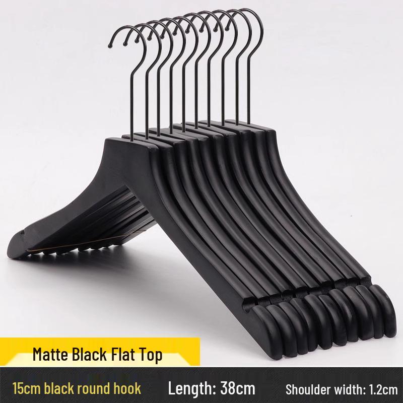 Women's Clothing & Children's Store Non-slip Solid Wood Hangers - Pure Black Trouser & Clothes Hangers