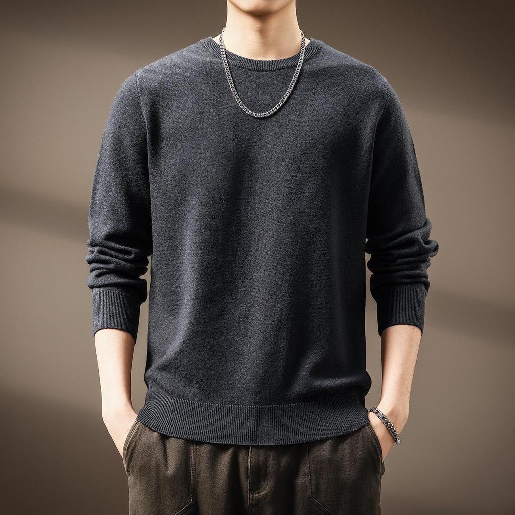 Pull en Maille Douce Couleur Unie Haut de Gamme pour Homme - Hiver Décontracté Col Rond