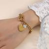 1pc Stainless Steel Bracelet With Heart Pendant, Double Heart OT Buckle Couple Bracelet Unisex