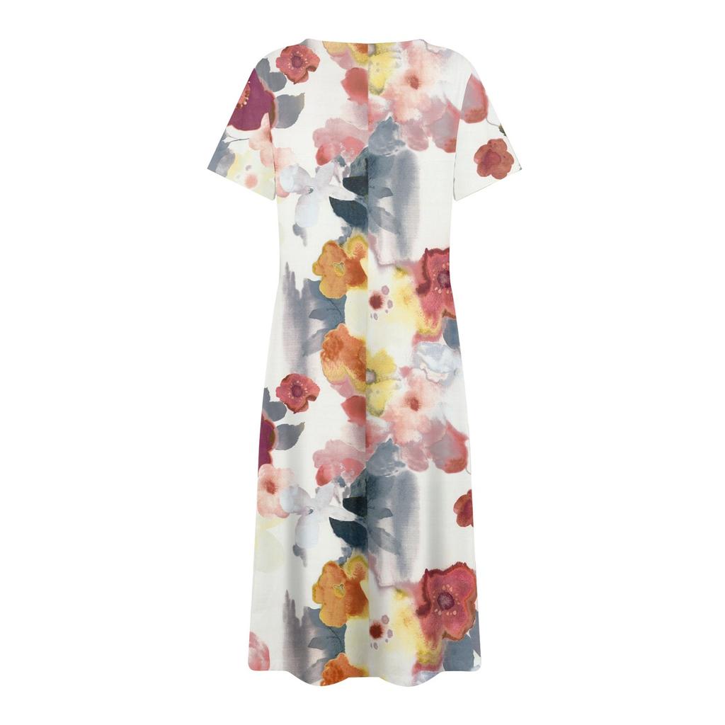 Women's V-neck Short Sleeve Dress Polka Print Casual Dress With Pockets