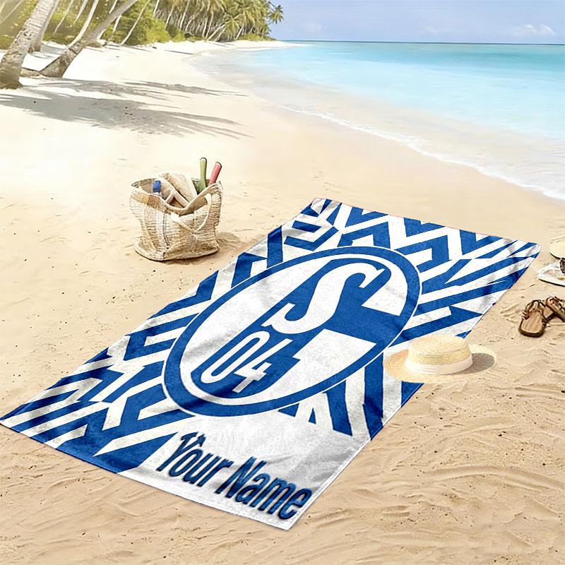 FC Schalke 04 Custom Name Print Beach Towel, Large Soft Quick Dry Towel for Beach Camping Swimming