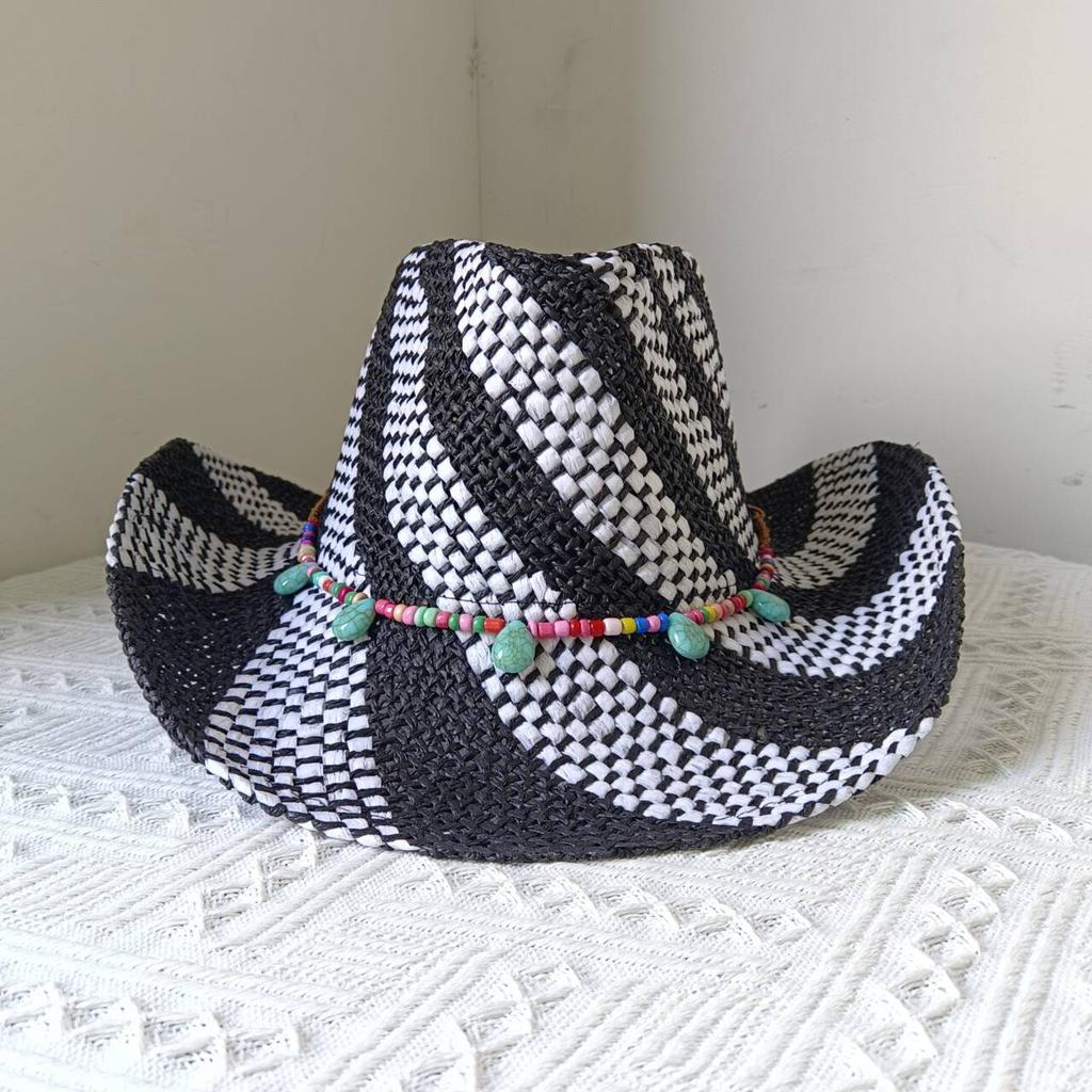 Lake Blue Cowboy Straw Hat 2023 Western Cowboy Sun Hat Spring Knight Hat Unisex Jazz Hat Summer Wide Brimmed Hat Sombrero Hombre
