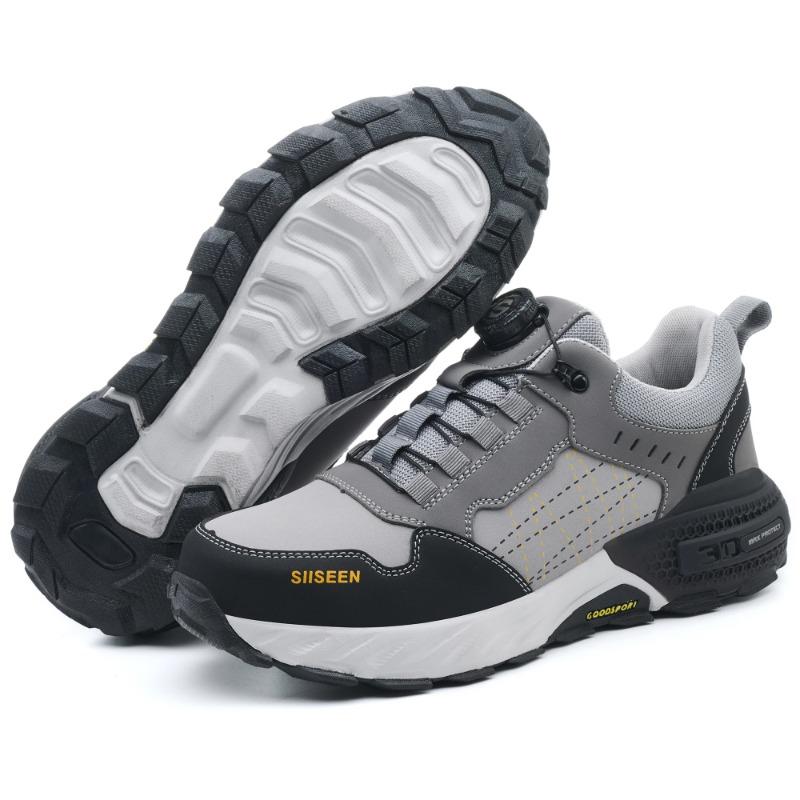 Rotating Button Men Sports Shoes Protection Boots Safety Shoes Men Anti-smash Anti Puncture Work Shoes Non-slip Steel Toe Shoes