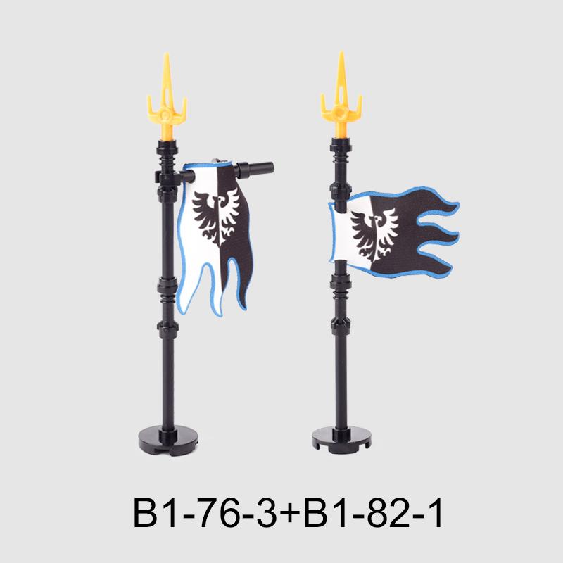 Medieval Military Flag Series War Castle Knight Soldier Warrior Accessories Building Blocks Ancient Holy Rome Bricks Toys Gifts