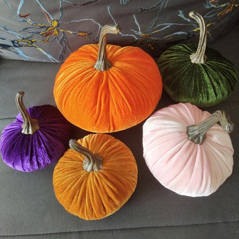 Halloween Pumpkin Plush Throw Pillows Handmade Soft Velvet Pillow Cushion Halloween Decor Ornaments Crafts Holidays Props