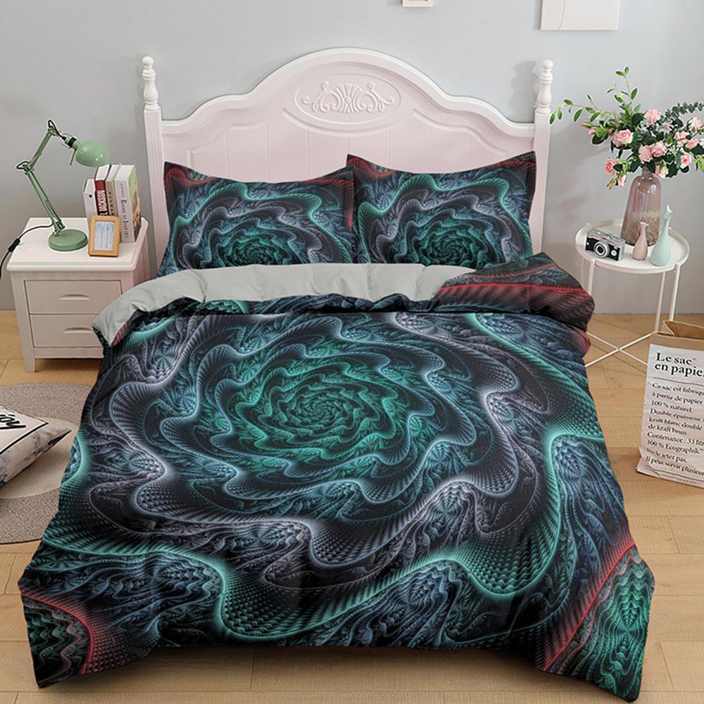 Mandala Duvet Cover Set Blue Flower Abstract Art Pattern Comforter Cover King Queen Size For Teen Adults Bedding Set With Zipper