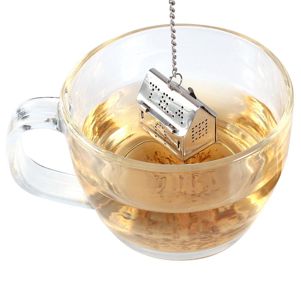 T Infuser, Stainless Steel House Shape T Strainer Filter Diffuser for Loose Lf T, Coffee Bns, Soup Ssoning with Drip Tray