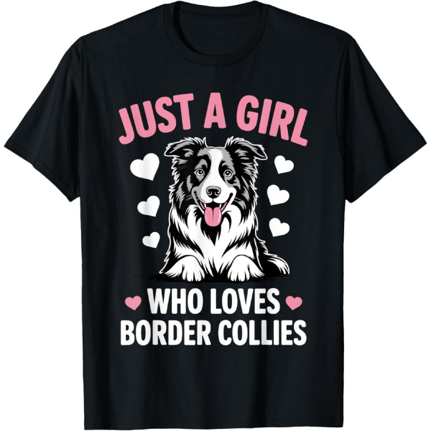 Cute Border Collie Art For Women Girls Border Collie Lover T-Shirt S