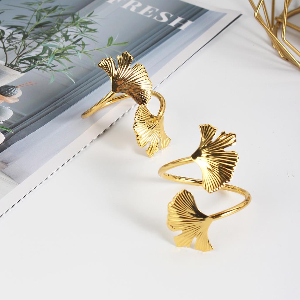 Metal, Double Ginkgo Leaves, Napkin Ring, Minimalist, Leaf Napkin Ring, Wedding Hotel, Table Setting, Wedding Party Decoration